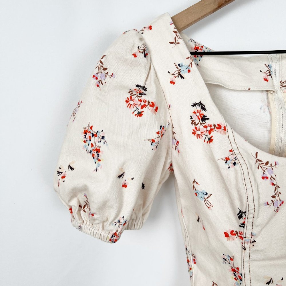 Finders Keepers Frankie Mini Dress Floral Retro Vintage Pin Up Puff Poof Sleeve - Picture 5 of 8